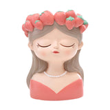Maxbell Cute Resin Planter Gift Modern Girl Face Flower Pot for Balcony Table Garden Style B