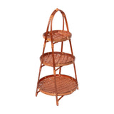 Maxbell 2xBamboo Woven Fruit Basket Decor Bamboo Storage Basket for Kitchen Table Cafe 3 Layers 45cmx22cm