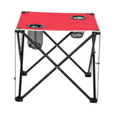 Maxbell Folding Table Compact Table Portable Iron for 2 People for Beach Camping BBQ red