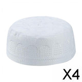 Maxbell 4xIslamic Muslim Mens Prayer Kufi Hat Skull Cap Turkish Namaz Topi White