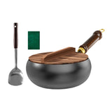 Maxbell Wok Pan 9.45 “ Wok Cooking Pan Multipurpose Flat Bottom Traditional Cookware