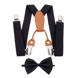 Maxbell Kids Suspenders Bow Tie Black Tuxedo Suspenders for Boys Child Dance Costume