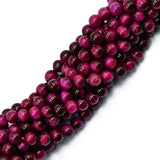 Maxbell 6mm Rose Pink Tiger Eye Jewelry Making Round Loose Beads 15''