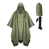Maxbell 2xHooded Rain Poncho Portable Rain Cape Water Resistant Rainwear for Men Women Green