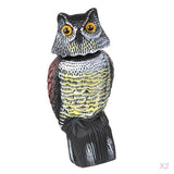Maxbell 2pcs Large Realistic Owl Decoy w/ Rotating Head Bird Crow Scarer Scarecrow