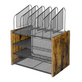 Maxbell 4 Tier Wood Desk Organizer Paper Letter Tray Organiser for Letters Documents Without Drawer