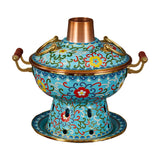 Maxbell Shabu Shabu Hot Pot Sturdy Stockpot Family Gathering Home Use Copper Hot Pot blue