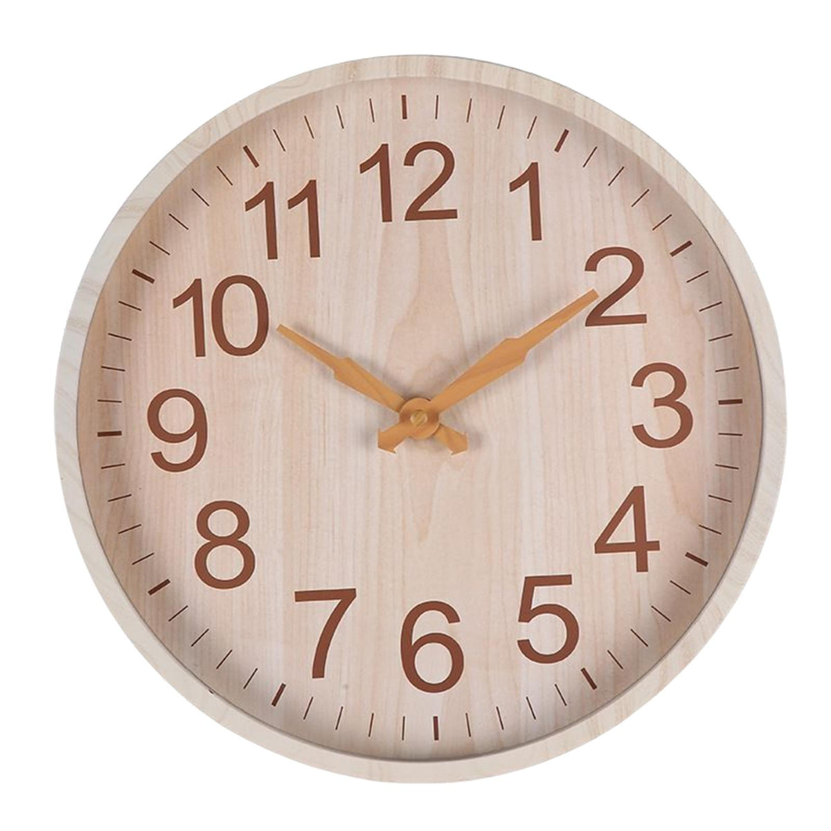Maxbell Maxbell 12in Wall Clock Battery Powered Clocks Home Dinner Decoration Beige Wood