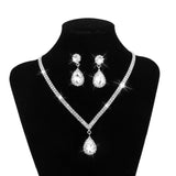Maxbell 7xTeardrop Rhinestone Jewelry Necklace Earring Set Wedding Bridal Party