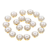 Maxbell 40x Faux Pearl Buttons Rhinestone Embellishments Flatback for DIY 10mm+8mm