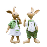 Maxbell 2Pcs Standing Bunny Sculpture Yard Table Creative Garden Rabbit Statues