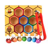 Maxbell Montessori Bee Cliping Box Set Rainbow Stacking Blocks Kids Wooden Toy