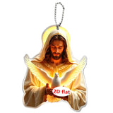 Maxbell 2D Art Jesus and Dove Hanging Decoration 6.1x8cm Decorative with Metal Chain