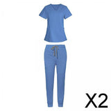 Maxbell 2xNurse Work Clothing Nursing Uniform Top and Pants Scrub Set Jogging Pant