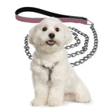 Maxbell Maxbell Pet Harness Dog Leather Iron Chain Safety Noctilucent Pet Supply Pink