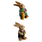 Maxbell 2Pcs Standing Bunny Straw Rabbit Easter Desktop Artificial Animal Model