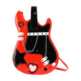 Maxbell Guitar Shaped Backpack Fashion Trendy Guitar Purse for Dating Shopping Party Red