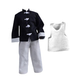 Maxbell 3Pcs 1/12 Scale Coat and Pants Vest Costume for 6 inch Figures Body Dress up Black White Set
