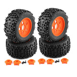 Maxbell 4 Pieces RC Wheels and Tires RC Part for 1/8 RC Rally Car Crawler Accessories Style B Orange