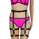 Maxbell Womens PU Leather Body Harness Belt Adjustable Punk Waist Leg Garter Belt - Aladdin Shoppers