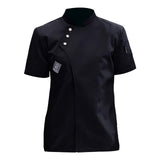 Maxbell 2xChef Jacket Short Sleeve Cooking Clothes Simple Chef Coat for Restaurant Black L