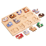 Wooden Shape Peg Puzzle Activity Fine Motor Skill for Toddlers Baby Children animal