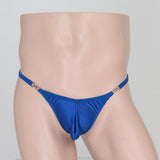 Maxbell Maxbell Sexy Men's Solid Key Chain Buckles Pouch Thong Brief T-back Underwear Blue