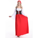 Maxbell Woman Ladies Long Red Oktoberfest Costume Beer Maid Wench Fancy Dress S