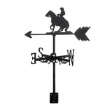 Maxbell Black Horse Riding Weathervane Art Weather Vane for Outdoor Fence Roof Mount