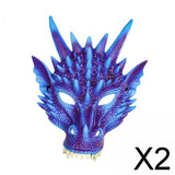 Maxbell 2xDragon Mask Scary Dinosaurio Animal Mask for Stage Performances Wedding Prom Purple