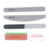 Maxbell Maxbell 5x 100/180 Grit 2 Sided Nail Files Emery Board 4 Way Buffer Block Brush Set