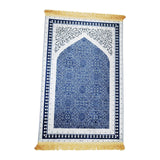 Maxbell Prayer Rug Decoration Soft Non Slip Elegant Prayer Mat for Praying Men Women Blue