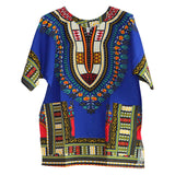 Maxbell 2xUnisex African Dashiki Shirt V Neck Short Sleeve Comfortable Summer Wear One Size  Blue