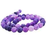 Maxbell 1 Strand 8mm Round Weathering Frosted Stone Loose Beads DIY Crafts Purple