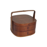 Maxbell Portable Bento Box Practical Wood Wooden Bento Box for Work Farmhouse School 22x22x21 cm Dark brown