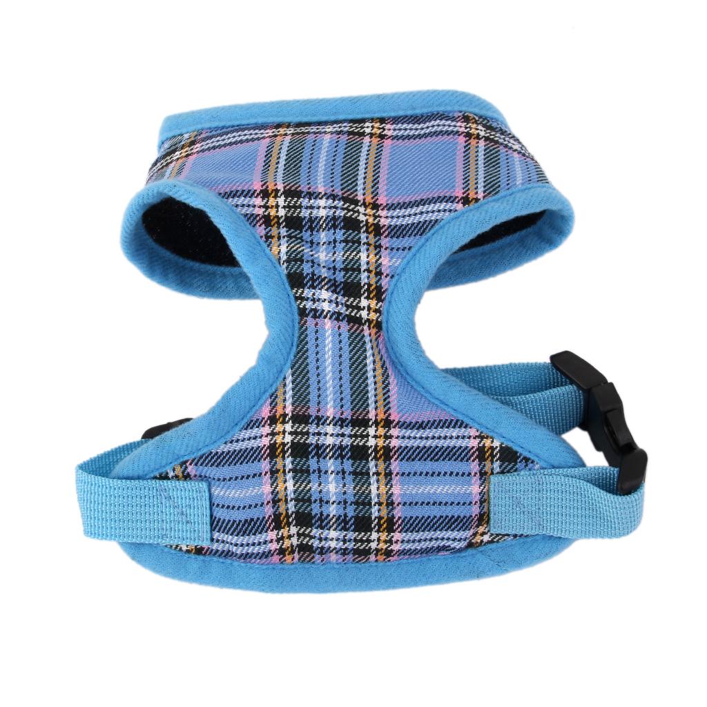 Maxbell Maxbell Pet Dog Puppy Plaid Mesh Adjustable Harness Clothes Size XS Blue