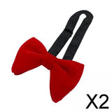 Maxbell 2xMen's Velvet Bow Tie Solid Color Formal Big Bow Tie for Party Groom Business Red