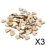 Maxbell 3xNatural Wood Heart Embellishments Weddings Decor Craft 30x3mm 50pcs