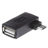 90 degree Right Angle Micro USB 2.0 OTG Host Adapter w/USB Power for Samsung Mobile Phone Black