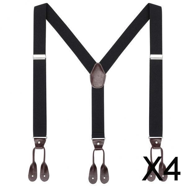 Maxbell 4xMen's Adjustable Y-Back Elastic Suspenders Braces Work Button End Suspender