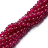 Maxbell 2x6mm Burgundy Red Jade Round Gemstone Loose Beads Strand 15''