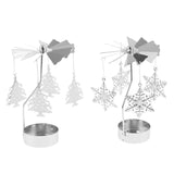 Maxbell 2pcs Christmas Rotating Candle Tea Light Holder Candlestick Snowflake/Tree