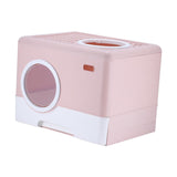 Pet Cat Litter Box Toilet Closed Easy Clean Kitty Litter Box for Indoor Pink - Aladdin Shoppers