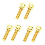 Maxbell Maxbell 6 Pieces Fixed Gear Bicycle Handlebar Stem Screw Bolt Washer M5x18 Gold