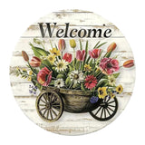 Maxbell Flower Welcome Door Sign Wood Sign Front Door Decor for Window Porch Holiday 20x20cm