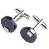 Maxbell Stainless Steel Men Cuff Link Cufflinks - Black Stone+Wide Fine Thread Knot Cufflinks