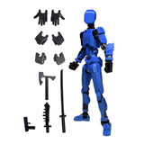 3D Printed Multi Jointed Movable Male Action Figure for Collection Role Play blue and black