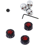 Maxbell 3 Pcs Metal Skull Volume Knobs+3 Pcs Speed Control Knobs for Electric Guitar