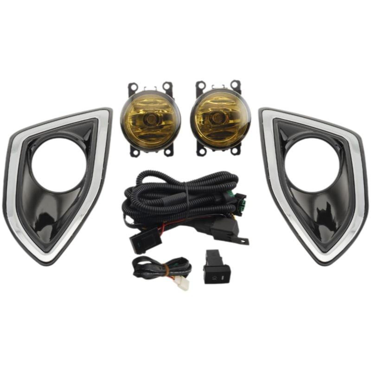 Light-emitting diode (Light-emitting diode) Fog Light Assembly, Clear Lens, 2015-2018 Ford Border, Clear/Yellow Yellow Halogen Set
