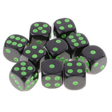 Maxbell 10Pcs D6 Dice Six Sided Spot Dices Set for Dungeons and Dragons RPG MTG Party Board Games Green Black - Aladdin Shoppers